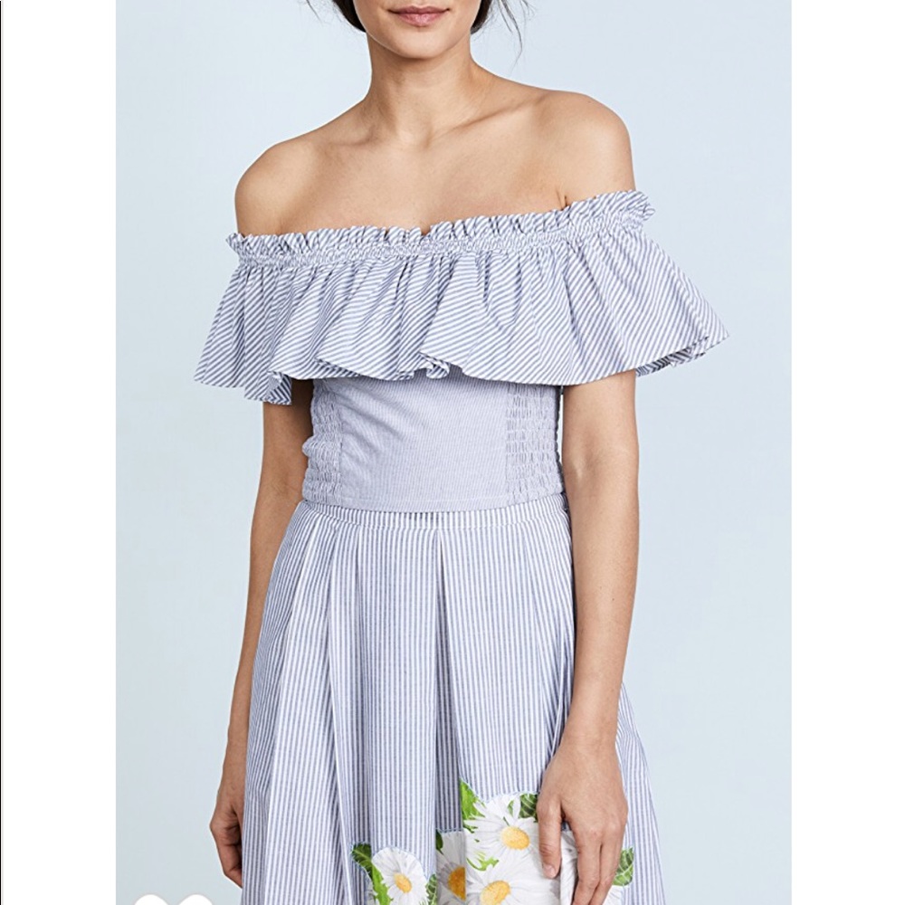 ISOLDA striped cropped off shoulder top